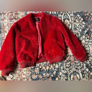 Banana Republic red furry jacket